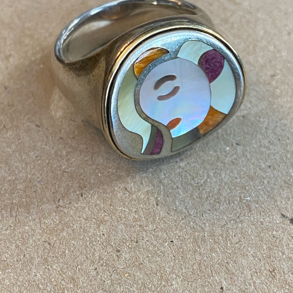 Silver Ring with Colorful Inlay